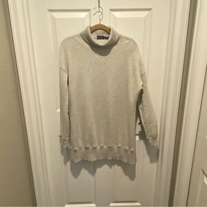 Ralph Lauren Soft Cream & Gray Turtleneck Sweater